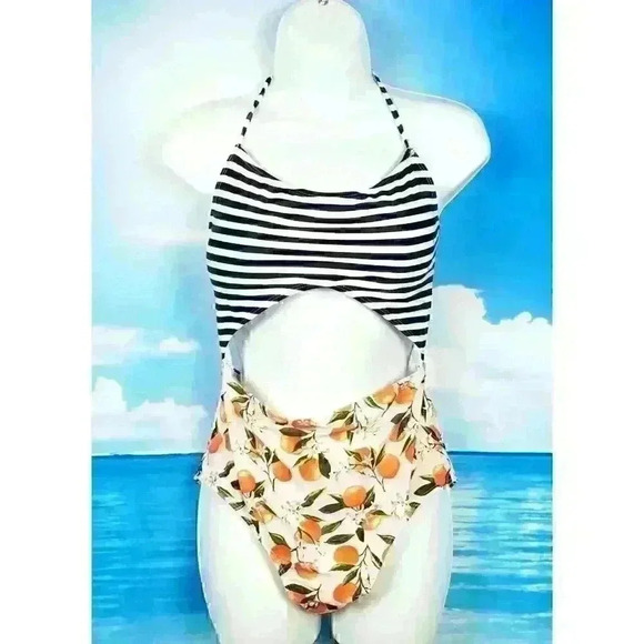 NWT Womans One Piece Faux Bikini MULTI-COLOR Swim Bathing Suit size XL - Picture 2 of 6
